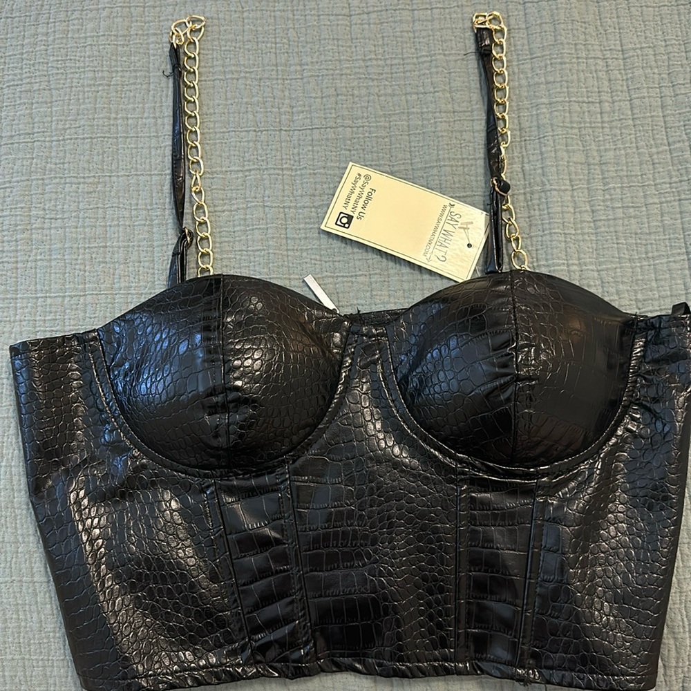 Say What Leather Corset Top Size Medium